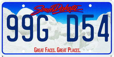 SD license plate 99GD54