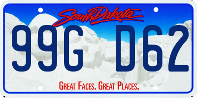 SD license plate 99GD62