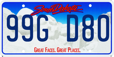 SD license plate 99GD80
