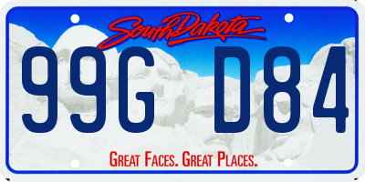 SD license plate 99GD84