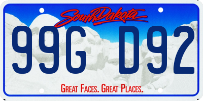 SD license plate 99GD92