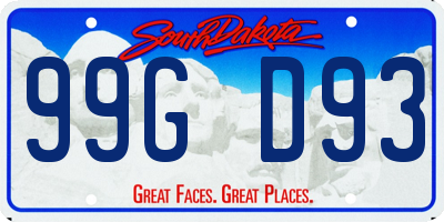 SD license plate 99GD93