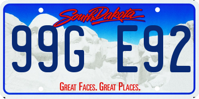 SD license plate 99GE92