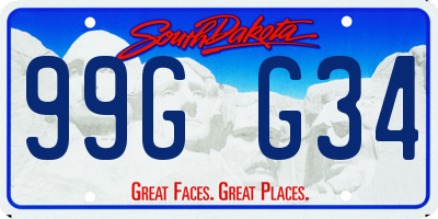 SD license plate 99GG34