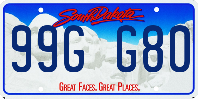 SD license plate 99GG80