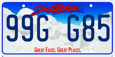 SD license plate 99GG85