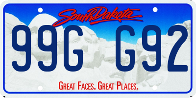 SD license plate 99GG92