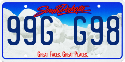 SD license plate 99GG98