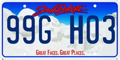 SD license plate 99GH03