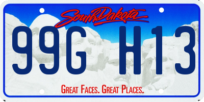 SD license plate 99GH13