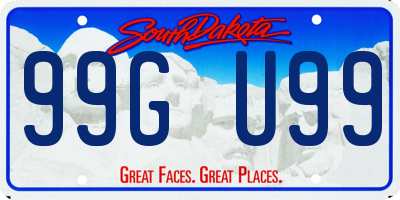 SD license plate 99GU99