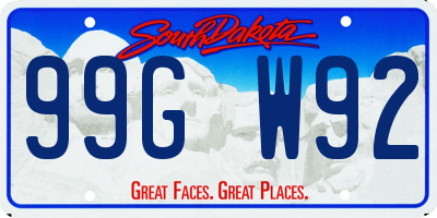 SD license plate 99GW92