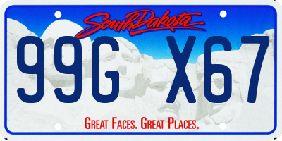SD license plate 99GX67