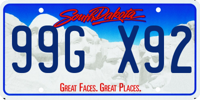 SD license plate 99GX92