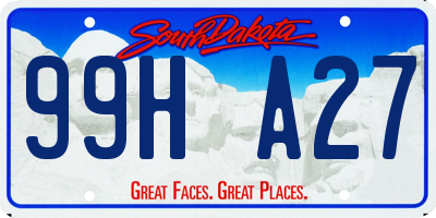 SD license plate 99HA27