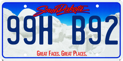 SD license plate 99HB92