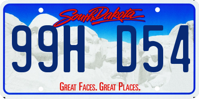 SD license plate 99HD54