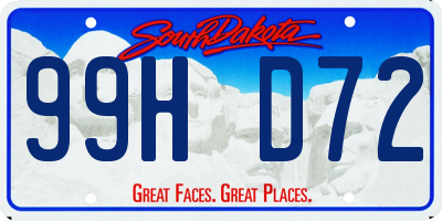 SD license plate 99HD72