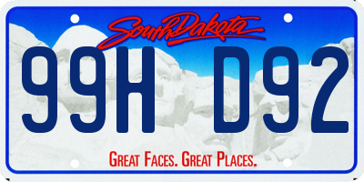 SD license plate 99HD92