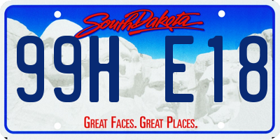 SD license plate 99HE18