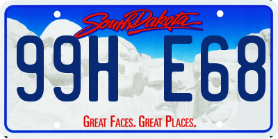 SD license plate 99HE68