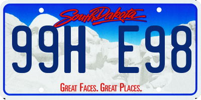 SD license plate 99HE98