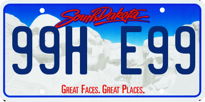 SD license plate 99HE99