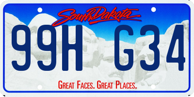 SD license plate 99HG34