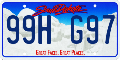 SD license plate 99HG97