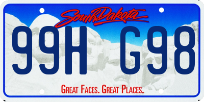 SD license plate 99HG98