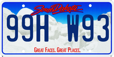 SD license plate 99HW93