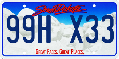 SD license plate 99HX33