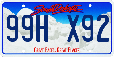 SD license plate 99HX92