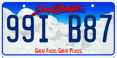 SD license plate 99IB87