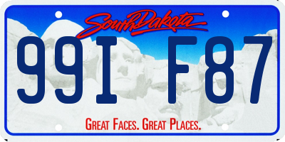 SD license plate 99IF87