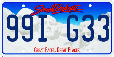SD license plate 99IG33