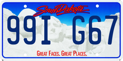 SD license plate 99IG67