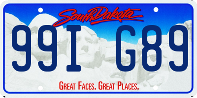 SD license plate 99IG89