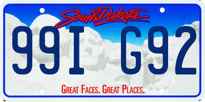 SD license plate 99IG92