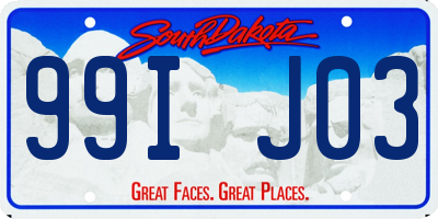 SD license plate 99IJ03