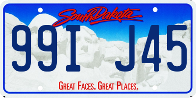 SD license plate 99IJ45