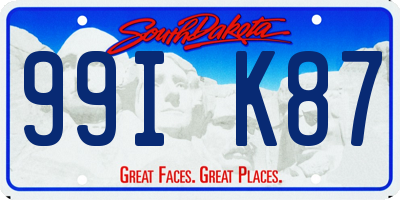 SD license plate 99IK87