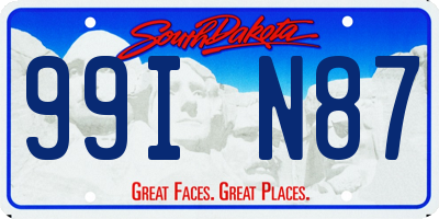 SD license plate 99IN87