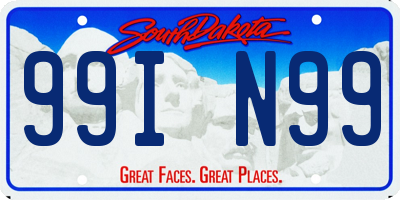 SD license plate 99IN99