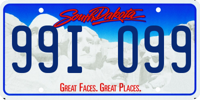 SD license plate 99IO99