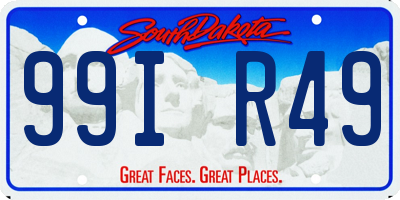 SD license plate 99IR49