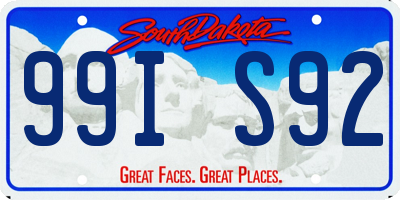 SD license plate 99IS92