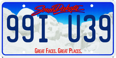 SD license plate 99IU39