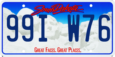 SD license plate 99IW76