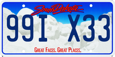 SD license plate 99IX33
